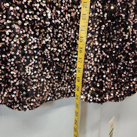 Nanette Lepore Black Blush Sequin Long Sleeve Party Top Size L NWT Holiday Party - Picture 4 of 8